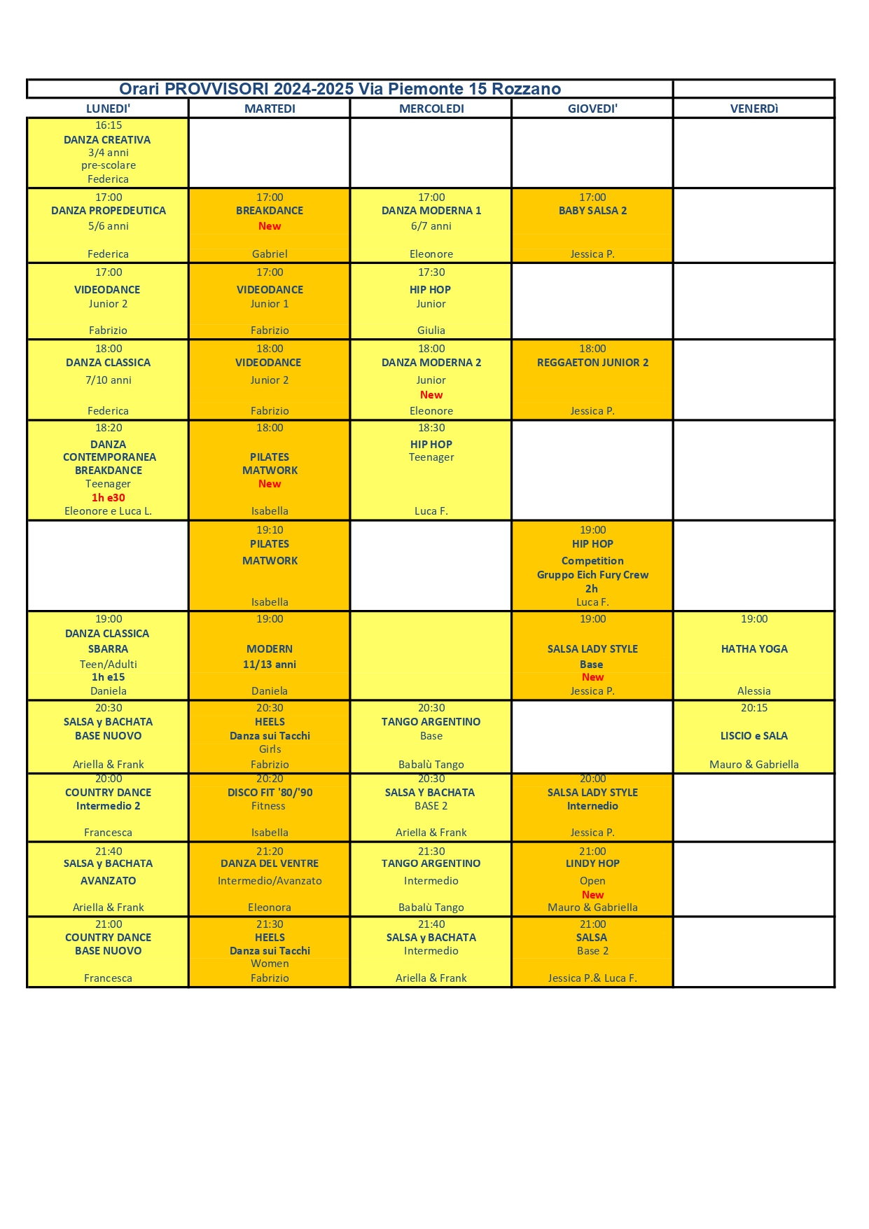 orari sede 1